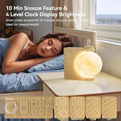 RETEYUNG Rotating Moonlight Sunrise Alarm Clock Sound Machine