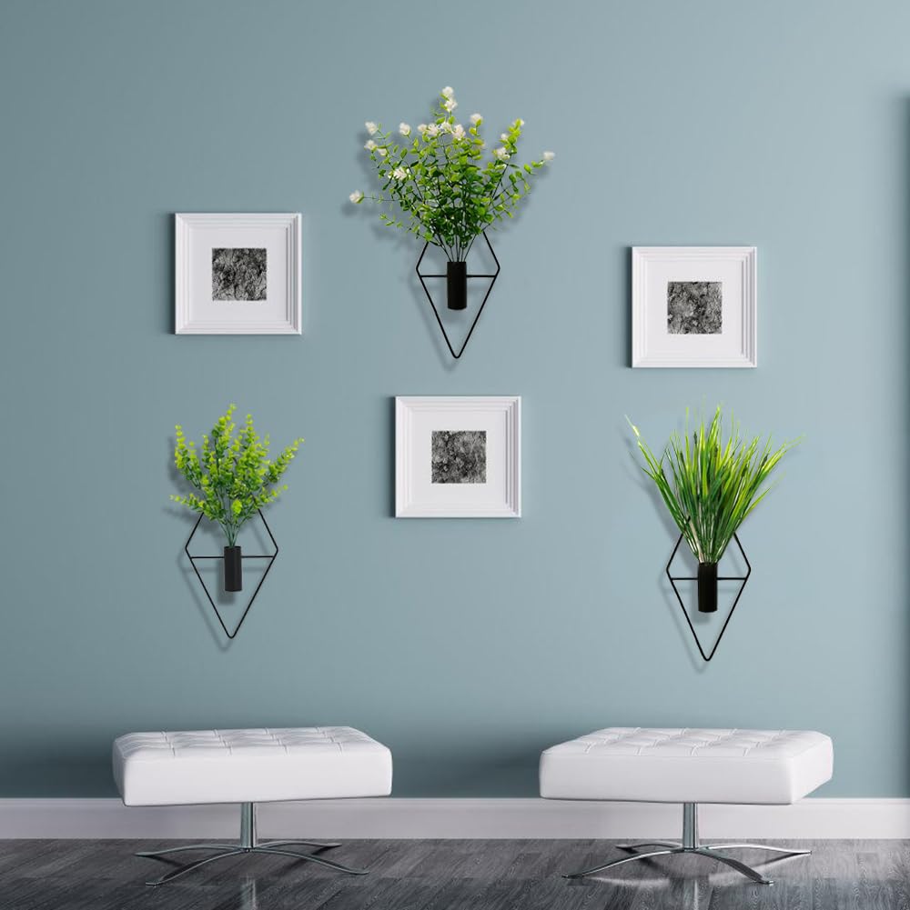 OrgMemory 3 Pack Wall Planters with Artificial Plants, Hanging Planter Vase Hanging Vases for Boho Home Decor, Wall Planters for Indoor Plants