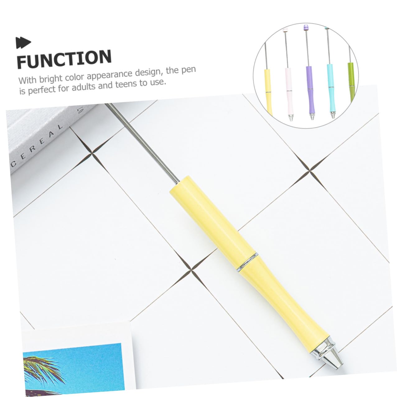 OSOLADY 5pcs Metal Ballpoint Pens Beaded DIY Craft Pen Set for Office School Daily Writing Adult and Household Use