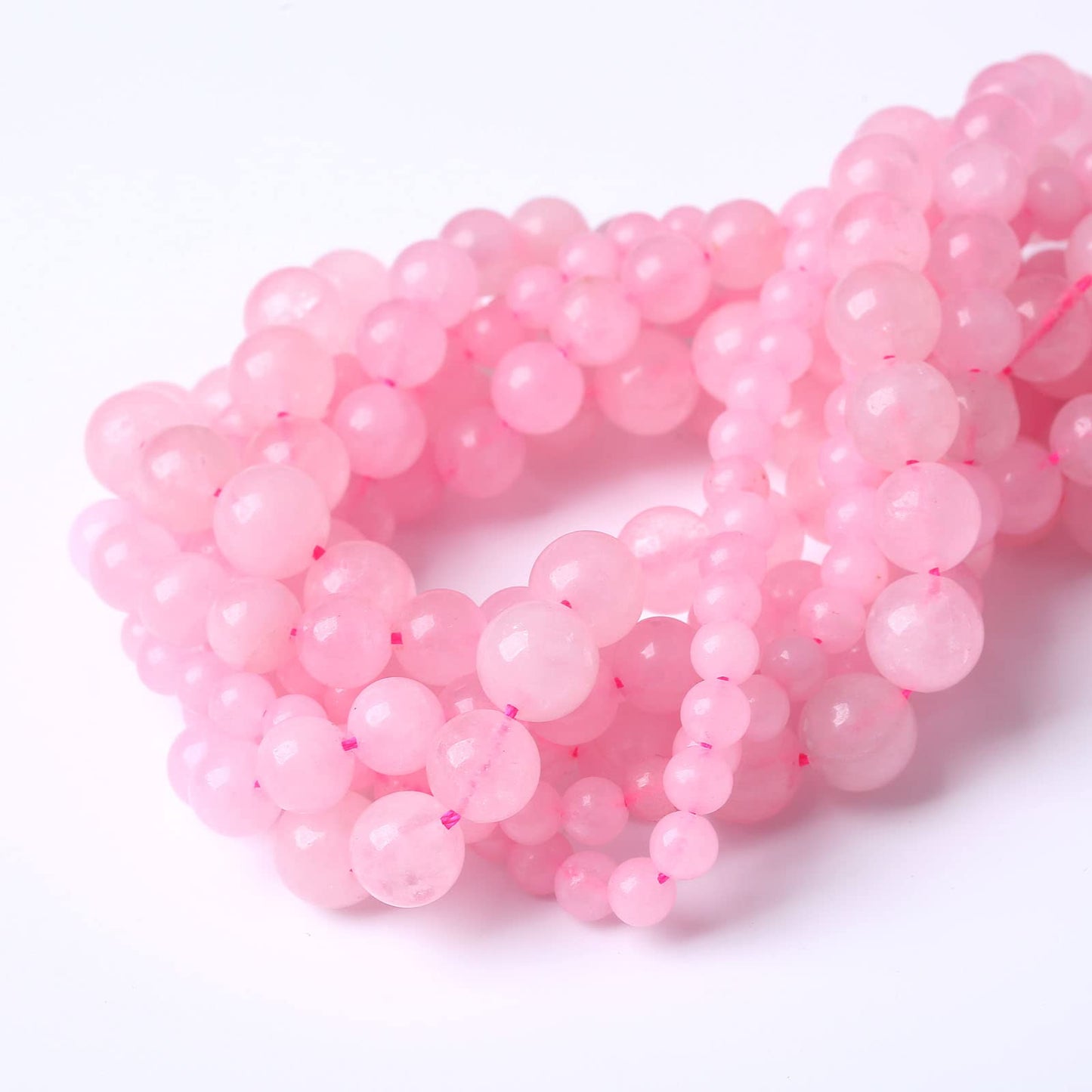60PCS 6MM Beads Natural Rose Stone Pink Crystal Quartz Gemstones for Jewelry Making DIY 15Inches