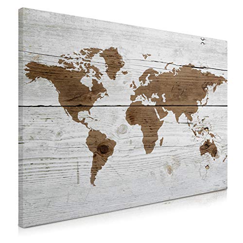 Navaris Magnetic Dry Erase Board - 24 x 36 inches Decorative White Board for Wall with Printed Design, Includes 5 Magnets and Marker - World Map - style: World Map
