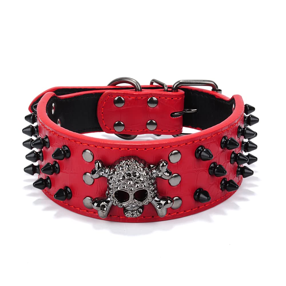 Serijoars Spiked Studded Dog Collar, PU Leather Dog Collar, Adjustable Pet Collars for Medium or Large Breed Pet (XL, White5)
