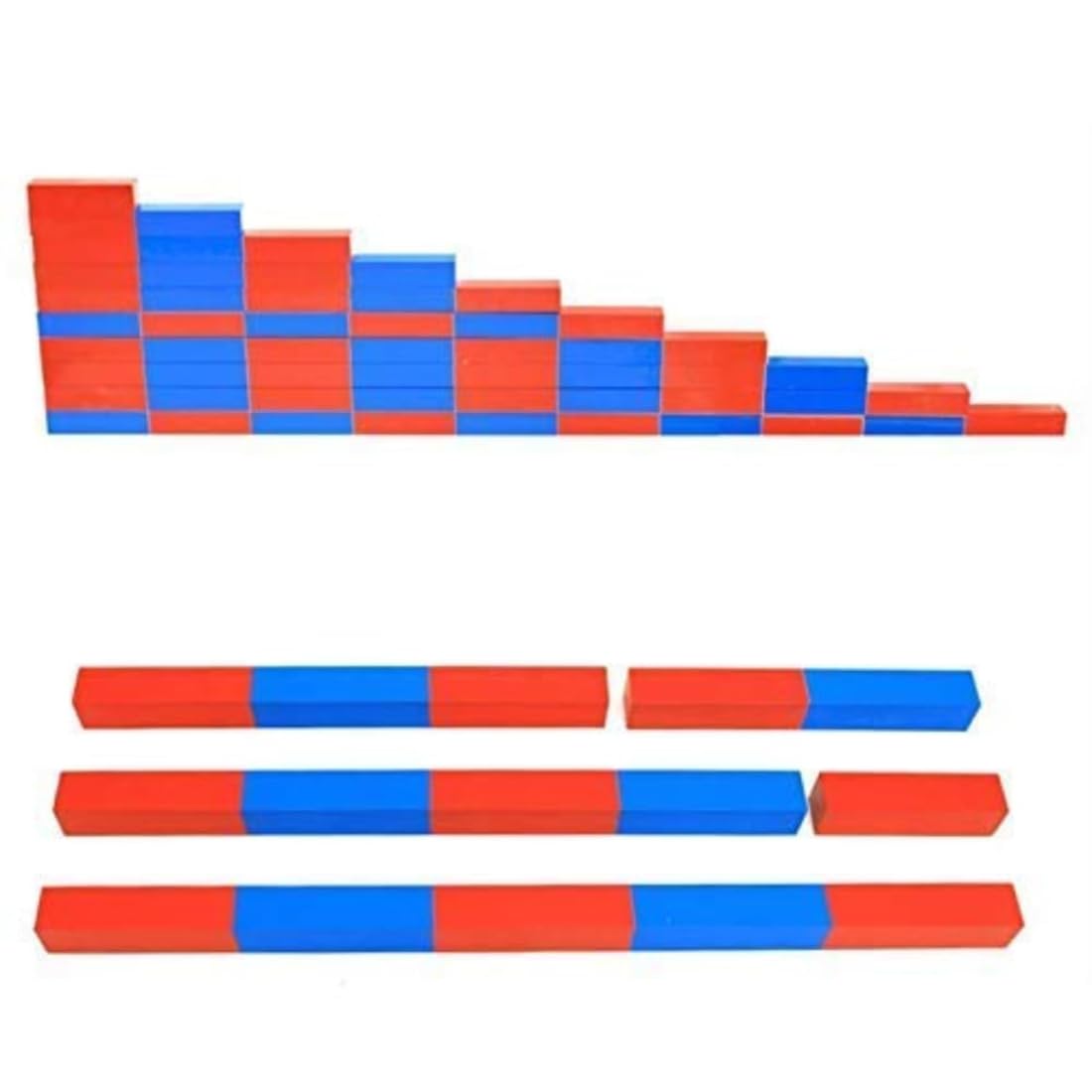 DANNI Kids Learn Toys Montessori Wood Red Long Sticks (5-50cm) Math Number Rods Education Early Learning Block Children Math Educational Aids