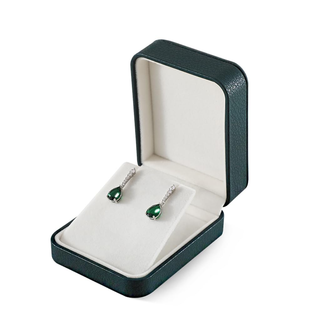 Yinbeini Leather Jewelry Box, Green Earring Storage, Luxury Gift Box for Engagement, Wedding, Elegant Diamond Case
