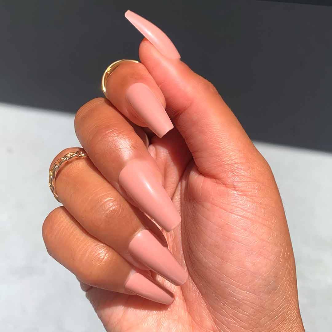 BEACH BUM Press-On Nails by Lavaa Beauty | Long Coffin | Glossy Nude Coffin Nails