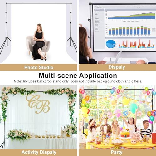 LINCO Lincostore Backdrop Support Stand Kit 10x6.5ft Adjustable Photography Studio Photo Background Support System with Carrying Bag for Green Screen Muslin, 4171 (10ft Wide 7ft high) - size: 10ft Wide 7ft High