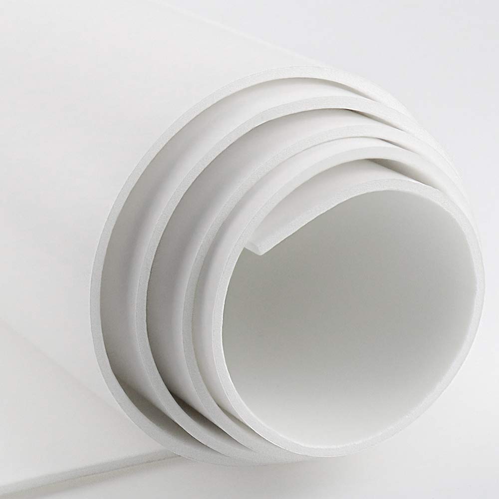 DGSL Neoprene Adhesive Foam Sheets, 12'' W x 59'' L x 1/16'' Thick Sponge Self Adhesive Rubber Padding Sheet Closed Cell Foam Sheet Roll for DIY, Multi-Function Soundproof Rubber Mat, White