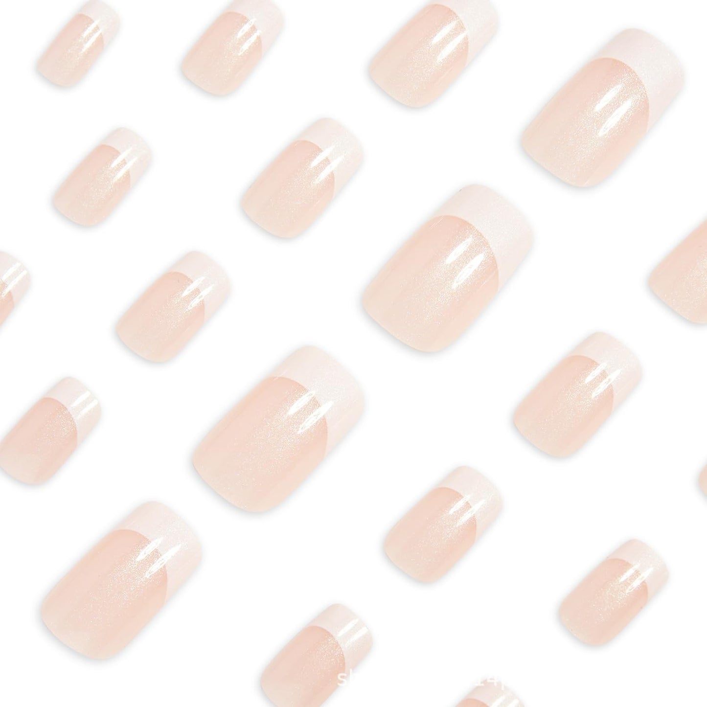 French Tip Press On Nails - Short Square, Glue On for Women Gift, Matte Gradient Supremely Fit Natural Stick On in 12 Sizes - 24 Pcs Fake Nails Kit