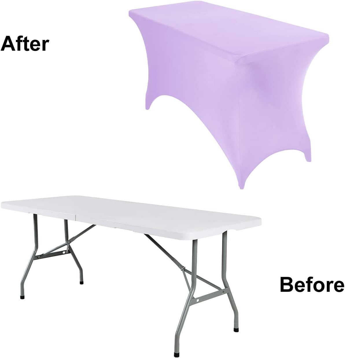 2Pack Spandex Waterproof Table Covers 4ft，Spandex 4ft Waterproof Table Cover for Party,Wedding, Banquet, and Events(Lavender)
