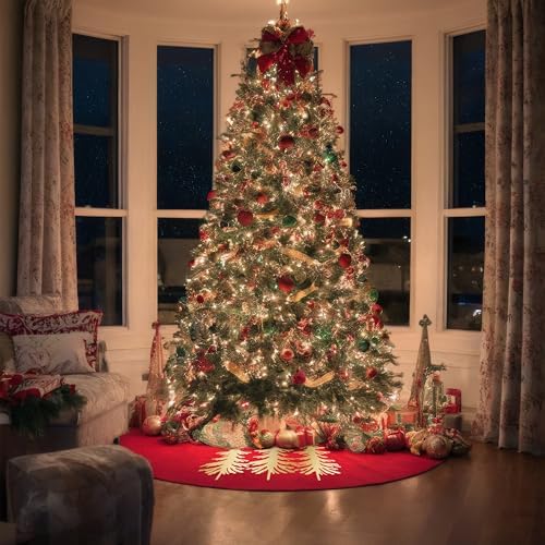 Red Christmas Tree Skirt, 24 Inch Christmas Faux Fur Tree Skirt for 4 Ft Christmas Tree Xmas Small Tree Skirt for Christmas Tree Decorations Indoor Holiday Winter Farmhouse Decorations