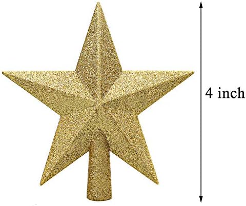 Aneco Glittered Christmas Tree Topper Star Treetop for Christmas Tree Decoration or Home Decor, Hard Plastic (2, Gold)
