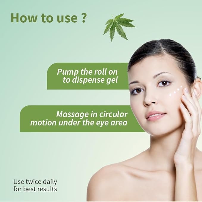 Hemp Seed Under Eye Gel with Cooling Massage Roller|For Puffy Eyes, Dark Circles, Wrinkles & Fine Lines|With Hemp Seed Oil, Almond oil & Coffee| (Pack of 1;15ml)