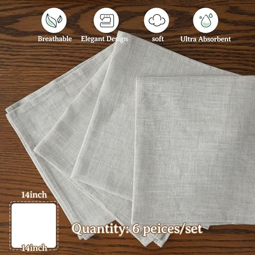 Simple&Opulence Linen Napkins Set of 6 – 100% Pure Linen Napkins for Spring, Easter, Mothers Day,Wedding, Party, Everyday Use Machine Washable and Reusable 14" x 14" Linen - color: Linen, size: Napkin(14"×14")