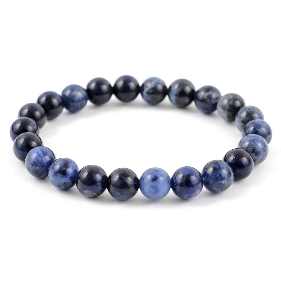 Adabele Real Natural Blue Sodalite Gemstone Beaded Bracelet 8 inch Stretch Chakra Healing Crystal Stone Jewelry Energy Quartz Rock GB8-C47