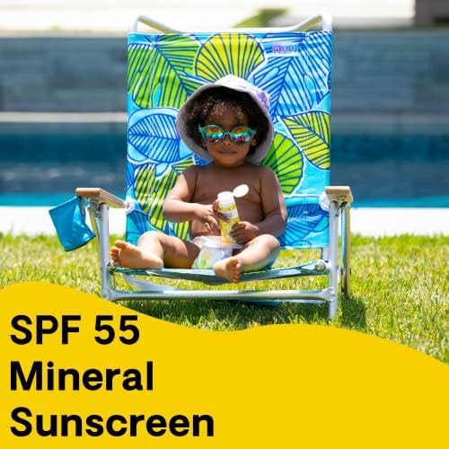Hello Bello Mineral SPF 55 Sunscreen Lotion with Prebiotics, Water Resistant and Reef Friendly Sun Protection for Babies and Kids, 3 fl oz (Pack of 1)