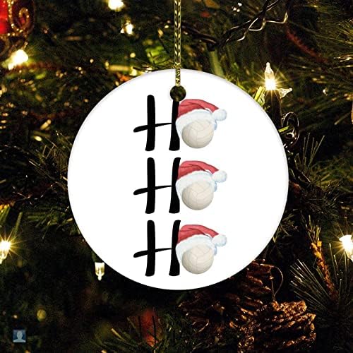 Christmas Sports Ho Ho Ho Volleyball Santa Hat Christmas Ceramic Ornament Personalized Volleyball Christmas Decoration Keepsake Ornament Ornament for Christmas Tree Housewarming Gift