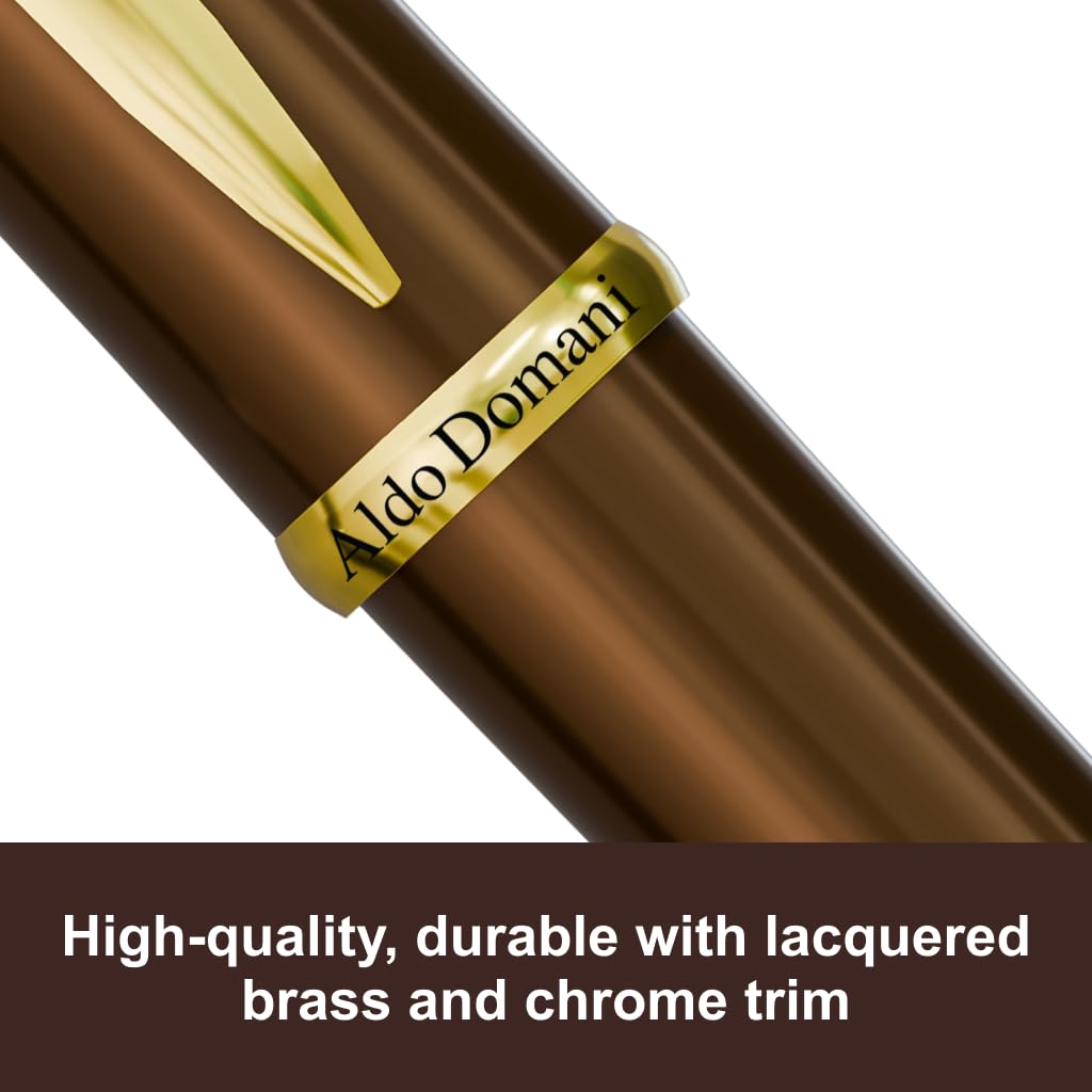 Monteverde USA Aldo Domani Fountain Pen Brown – Medium Nib – Free Ink Bottle, Converter & 2 Cartridges – Gift Box Included