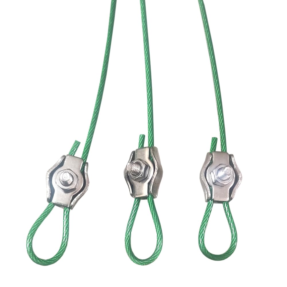 DGOL 3 Packs Green Coated 304 Stainless Steel Hanging Planters Wire, Adjustable Length from 10-23 inch, 3 Leads (Legs) Plant Hanger Hooks, Overall Bearing 88 lbs