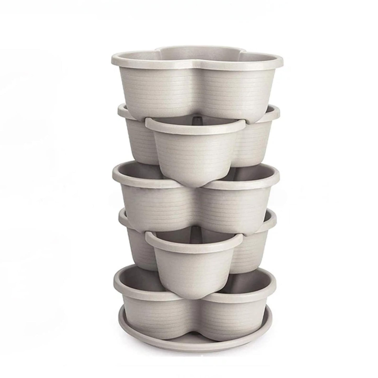 BRENCHAOY 5 Tier Strawberry Planter Vertical Garden Tower - Stackable Gardening Pots for Herbs, Flowers, Vegetables - Indoor/Outdoor Patio Decor (Terracotta)