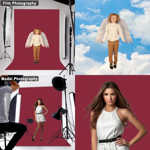 5x7ft Burgundy Cloth Photography Backdrop Solid Color Photo Background Video Props LY666 - color: Burgundy, size: 5X7 FT