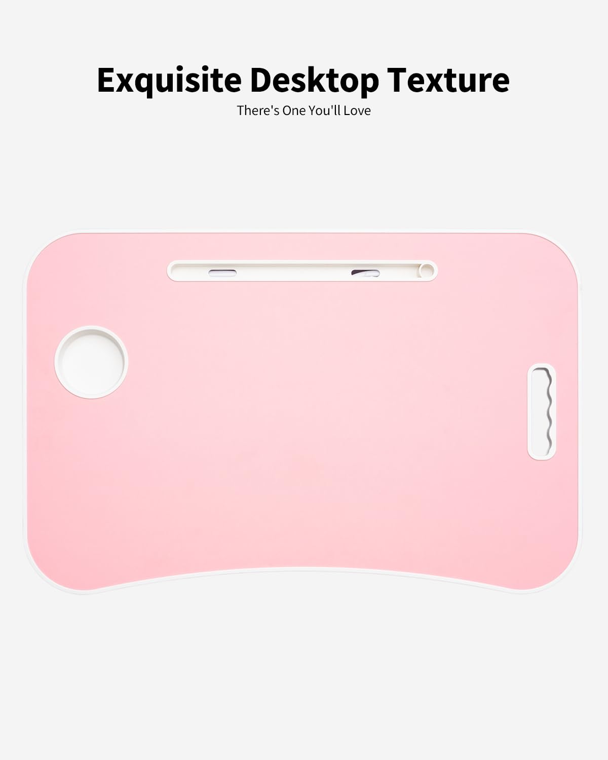 VIFOCAE Foldable Lap Desk, Laptop Bed Desk, Portable Lap Table, Laptop Bed Table with Cup Holder & Tablet Slot & Lifting Handle for Working Writing Drawing & Eating - Pink