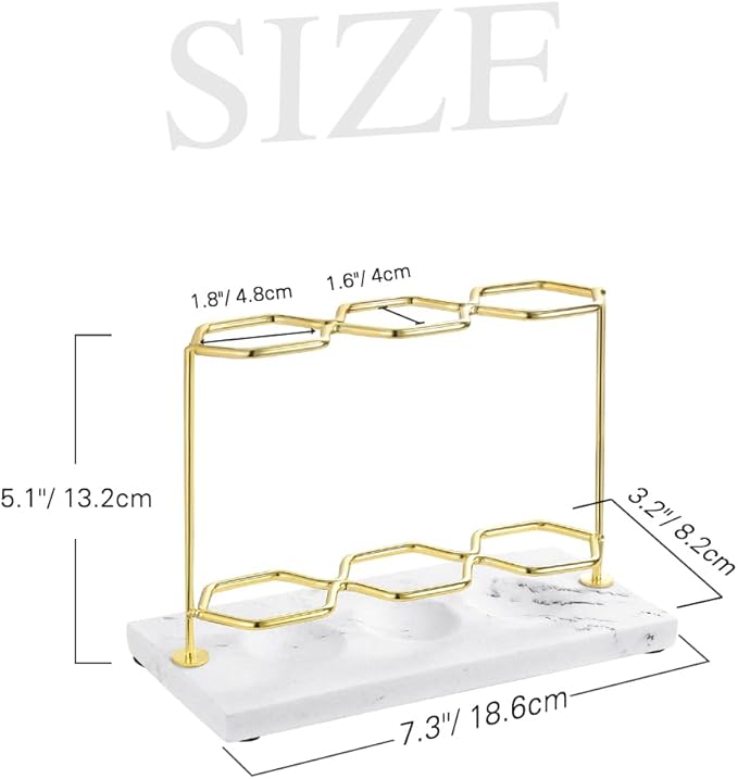 Emibele Toothbrush Holder, Resin Electric Toothbrush Holder with 3 Slots 2 Layers, Non-Slip Bathroom Accessories Organizer Toothbrush Toothpaste Razor Cleanser, Gold Marble White