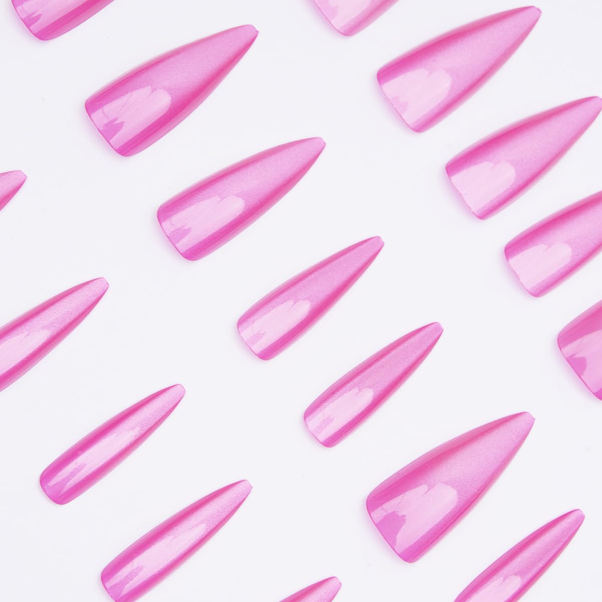 Pink Cat Eye Press on Nails Long Stiletto Fake Nails Ombre False Nails with Design Glitter Glue on Nails Full Cover Stick on Nail Elegant Artificial Acrylic Nail for Women Manicure 24Pcs