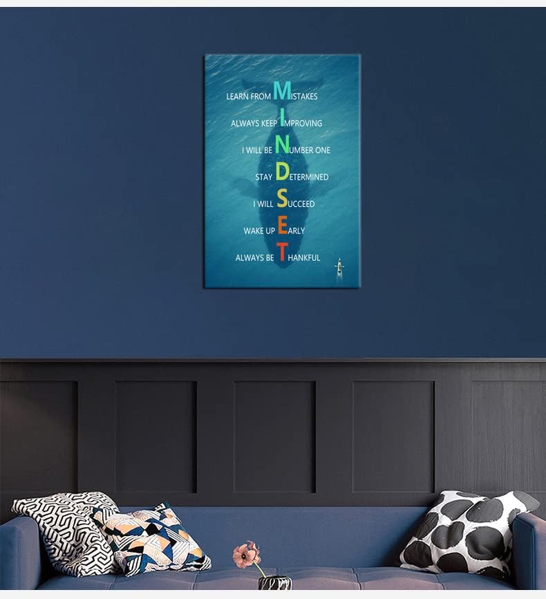 Inspirational Canvas Wall Art for Office Motivational Whale Animal Mindset Poster Print Artwork Painting Picture for Framed Home Decoration Living Room Ready to Hang [24''W X 36''H]