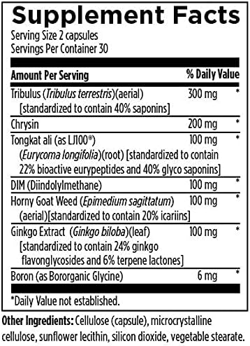 Designs for Health LibidoStim-M - Formula for Men with Tribulus, DIM + Horny Goat Weed - Non-GMO + Gluten Free Herbal Supplement to Help Maintain Normal Testosterone (60 Capsules)
