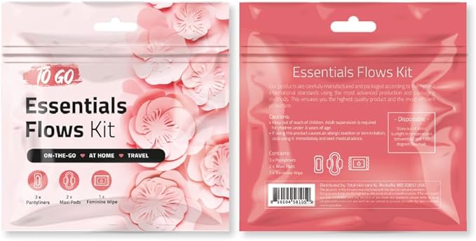pH Advantage Essential Flows Period Kit - 3 Pantyliners, 2 Maxi Pads & Feminine Wipe | Hygiene Essentials for School, First Period