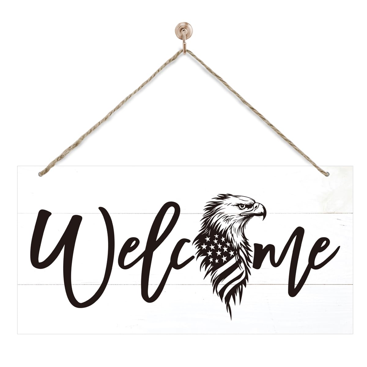 Welcome Sign for Front Door, Welcome Decor Wooden Hanging Sign for Wall Decor, American Bear Pattern Hanging Signs, Funny Wooden Outdoor Front Door Decoration 13.8X6.9 inches
