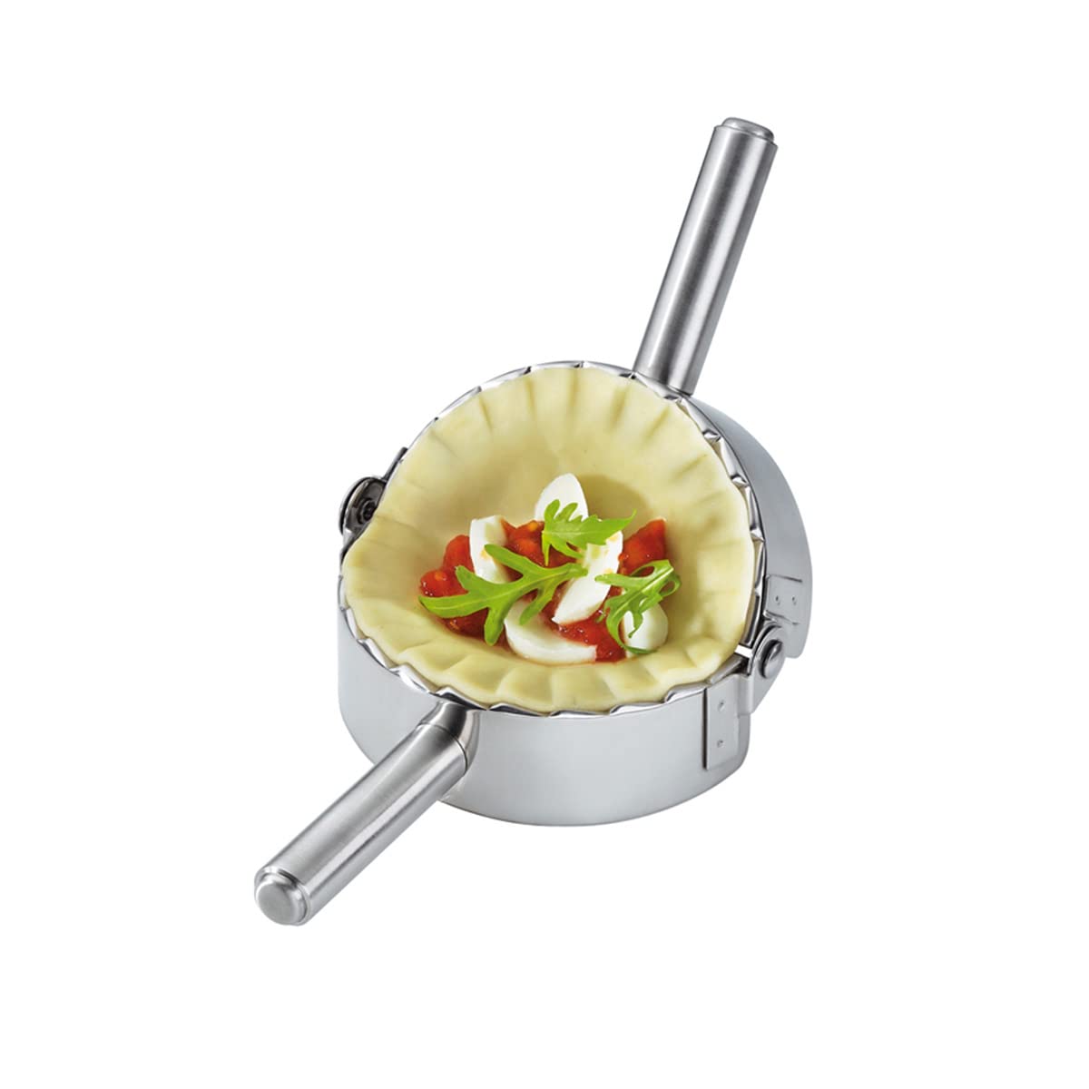 KAYCROWN 4.75 Inch Empanada Press, Stainless Steel Dumpling Maker Dough Cutter Dumpling Mold for Empanada, Dumpling, Ravioli, Pierogi, Turnovers, Calzone (L: 4.75 inch)