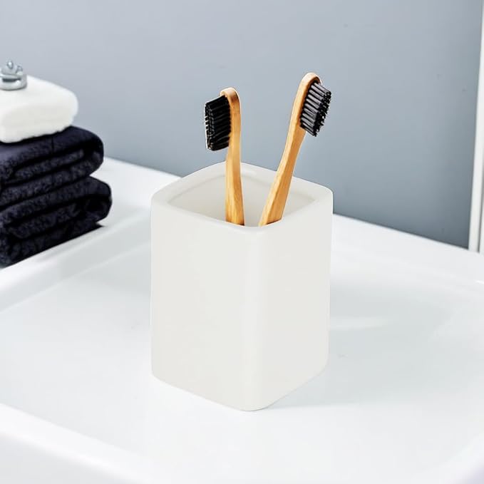 Toothbrush Holder for Bathroom Countertop Durable Sturdy Toothbrush Cup,Easy Cleaning Ceramic Multi Function Storage Cup