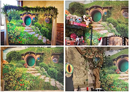 9X6FT Fantasy Rural Green Cabin Backdrop Birthday Party Banner Background Baby Shower Photography Seamless Vinyl Photo Studio Prop PGT546B - size: 9'X6'