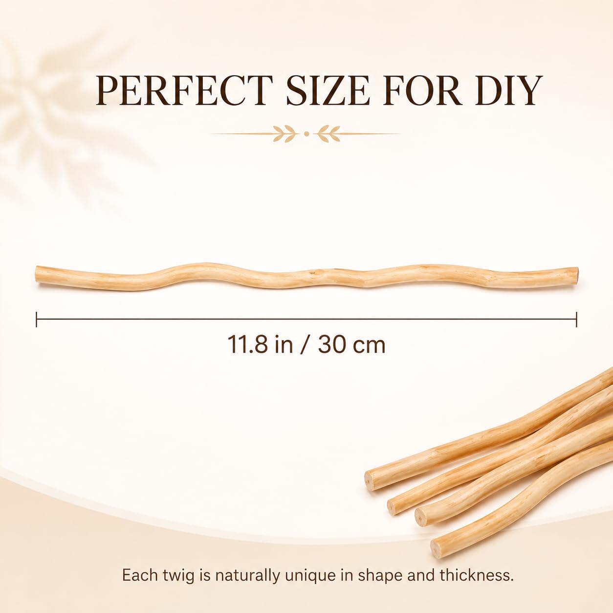 HOMSFOU 50Pcs Natural Wavy Wood Sticks - 11.8 Inches Curly Twigs for Crafts, Vase Filler, Bouquets, Photo Props & Wedding Props