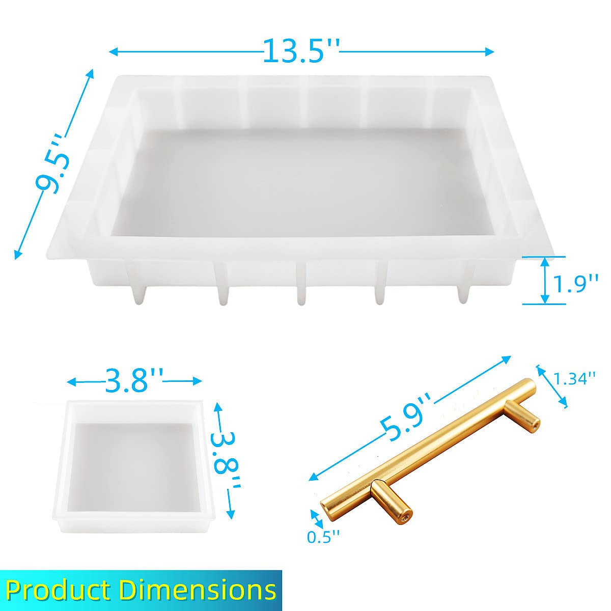 Resin Tray Molds Silicone, 13.5" Large Deep Rectangle Molds for Resin with 4pcs Coasters Mold, Epoxy Casting Molds for DIY Flowers Preservation Art Making Home Décor