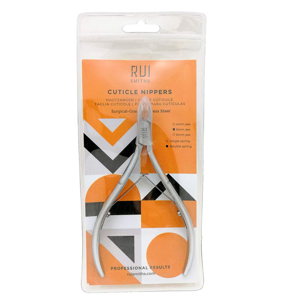 Rui Smiths Professional Cuticle Nippers | Precision Surgical-Grade Stainless Steel Cuticle Trimmer, French Handle, Double Spring, 6mm Jaw (Full Jaw)