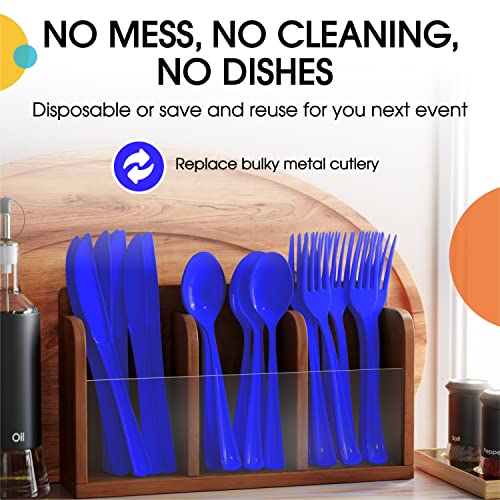 Party Solids Dark Blue Plastic Forks 200 Pcs Dark Blue Forks Disposable Utensils Heavy Duty Plastic Cutlery Set Disposable Cutlery Sets Flatware Sets Silverware Set Party Supplies & Party Tableware - color: Dark Blue