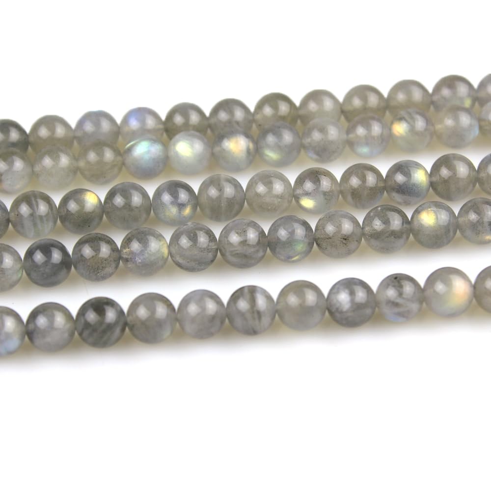 MJDCB Natural Round Stone Beads 6mm Labradorite Loose Gemstone Beads for Jewelry Making Bracelet Necklace 60pcs