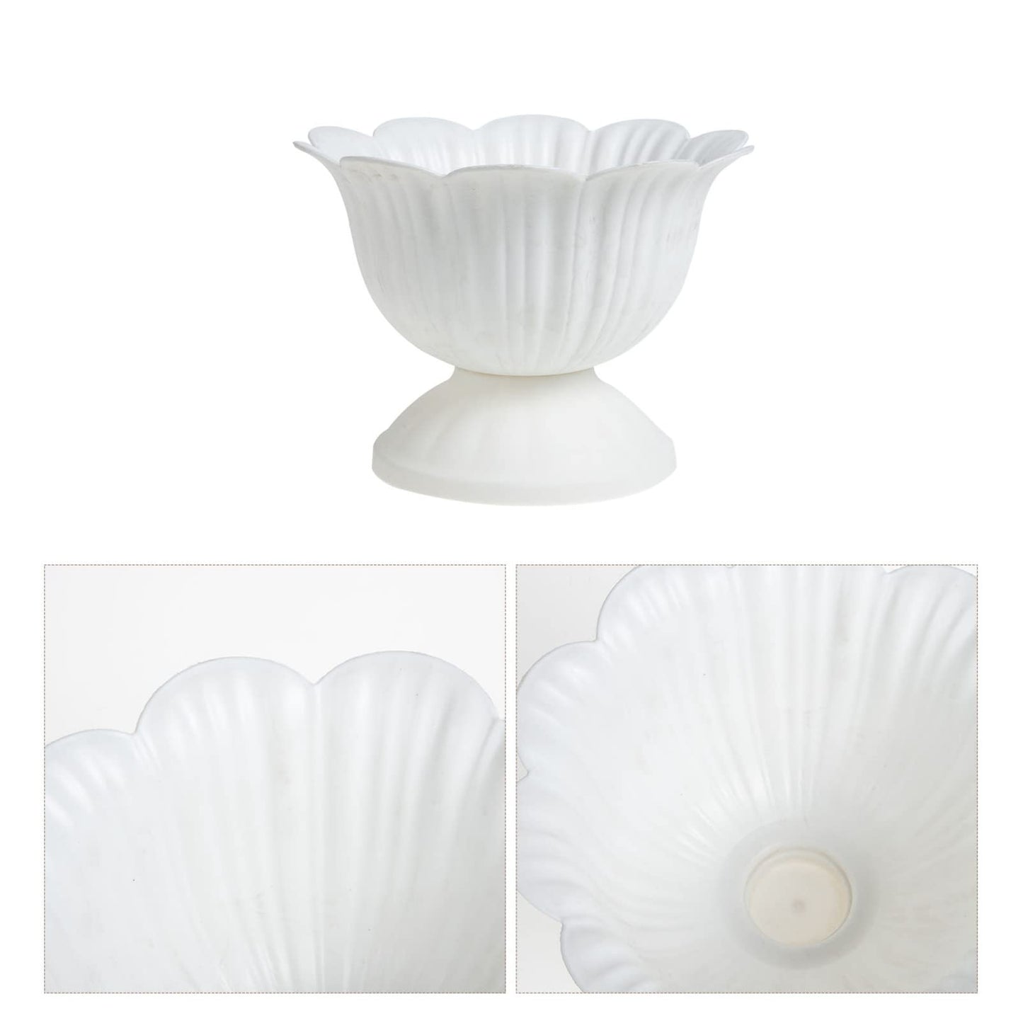 Yardwe European Style Planter White Plastic Flower Pot 7.08X5.31X4.72 Inch Waterproof Home Decor Wedding Party Tabletop Vase
