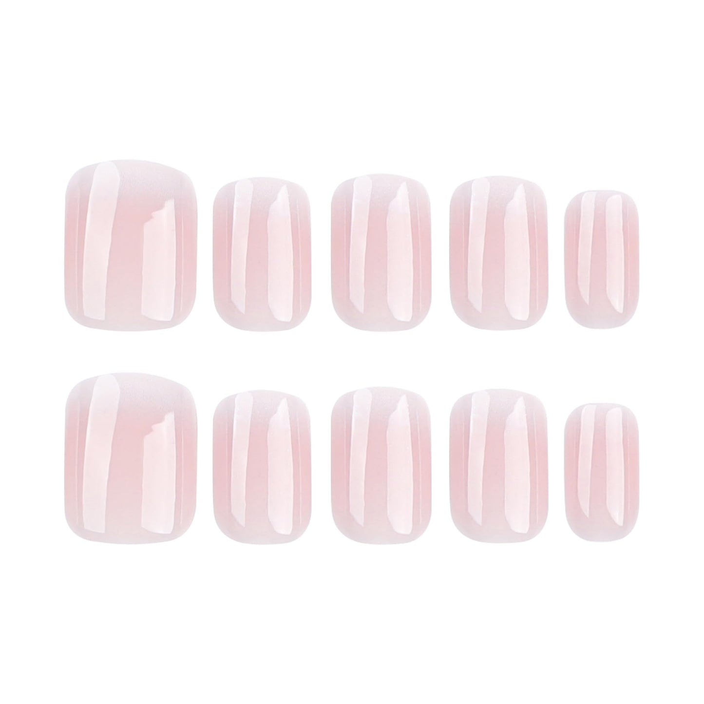 Square Press on Nails Short Ombre Fake Nails Tips Full Cover Nude False Gradient Nails Glossy Glue on Nails for Women and Girls 24Pcs