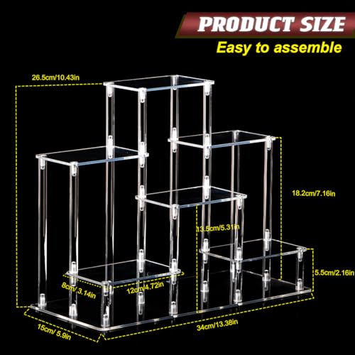 6 Tier Clear Action Figures Display Risers Stand Shelf, Acrylic Display Stands for Collectibles,Pop Figures Holder Perfumes Organizer,Large Rock Risers Rack - color: 6 Tier