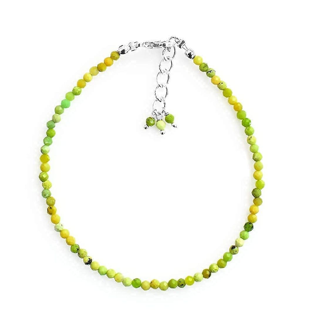 Gempires Green Opal Bracelet for Women | Dainty Handmade Gemstone Beads 2.5 mm | Minimalist Stacking Jewelry | Lightweight Everyday Bracelet | Thoughtful Gift for Her