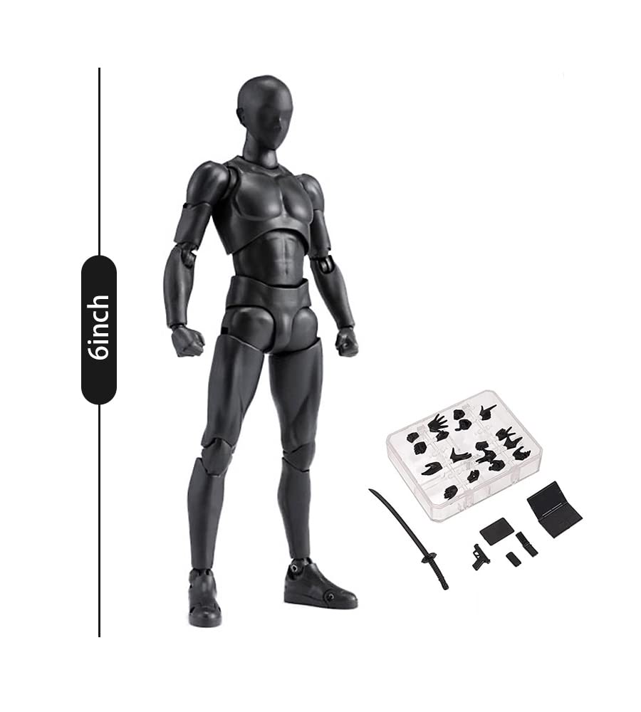 Artists Manikin Art Mannequin Figures Supplies Drawing Tools,Small Drawing Figure Model for Sketching,Painting,Action Figure Set(Black,Male)