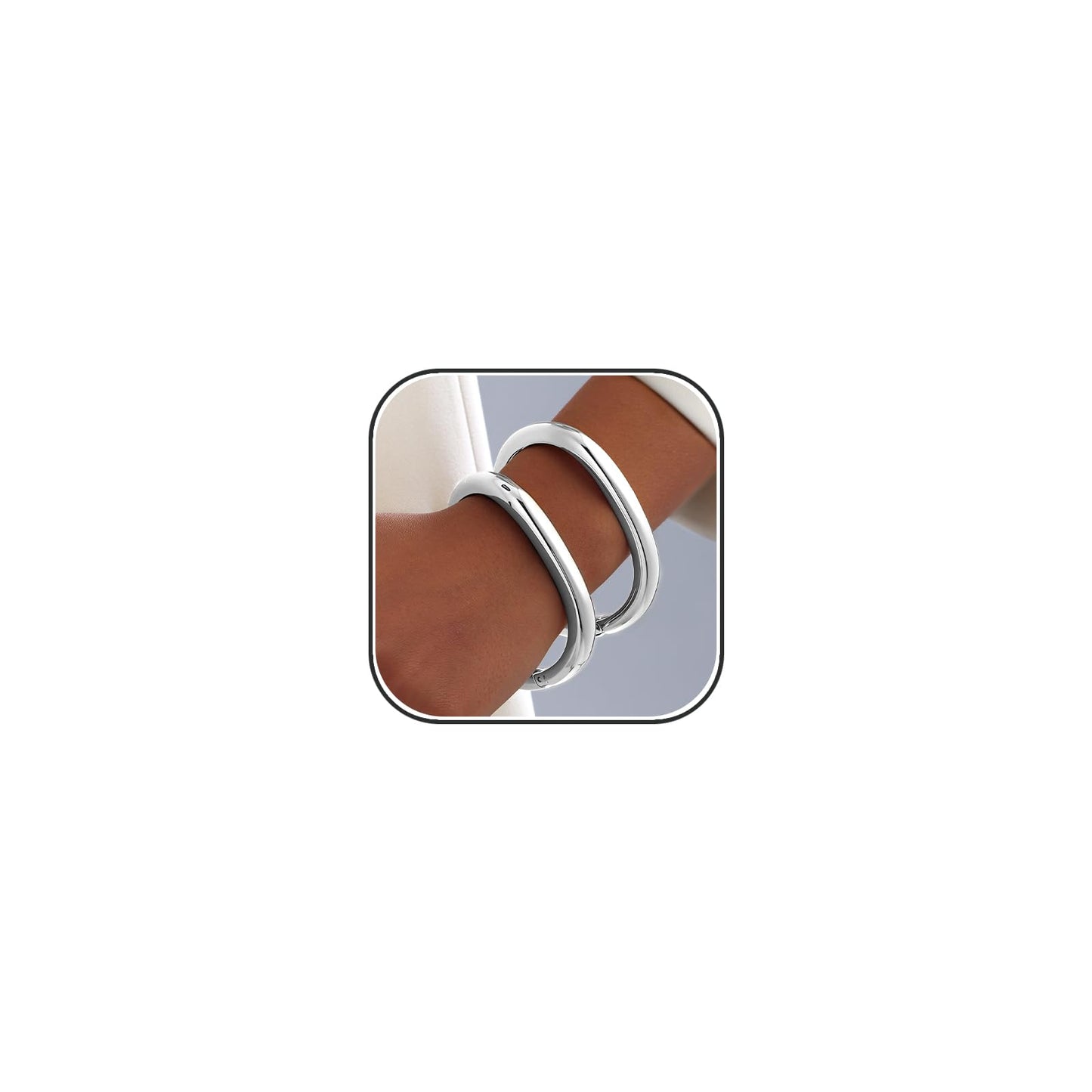 AYWFCBF Silver Bracelets for Women, Trendy Bracelet Stack 2pcs Hinged Open Cuff Silver Bangles for Women