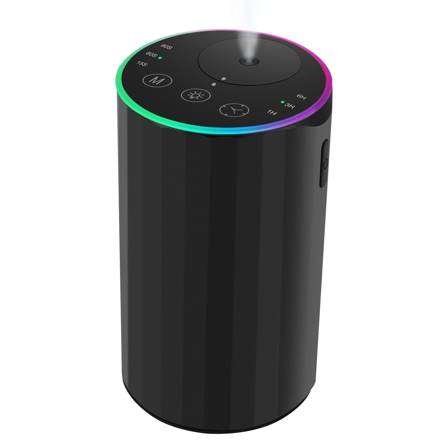 Waterless Essential Oil Diffuser, 7 Colors LED Light, Battery Powered Mini Scent Air Machine, Aromatherapy Mist Diffuser for Home Room Car Office，Black Aluminum Alloy (Black) (Black)