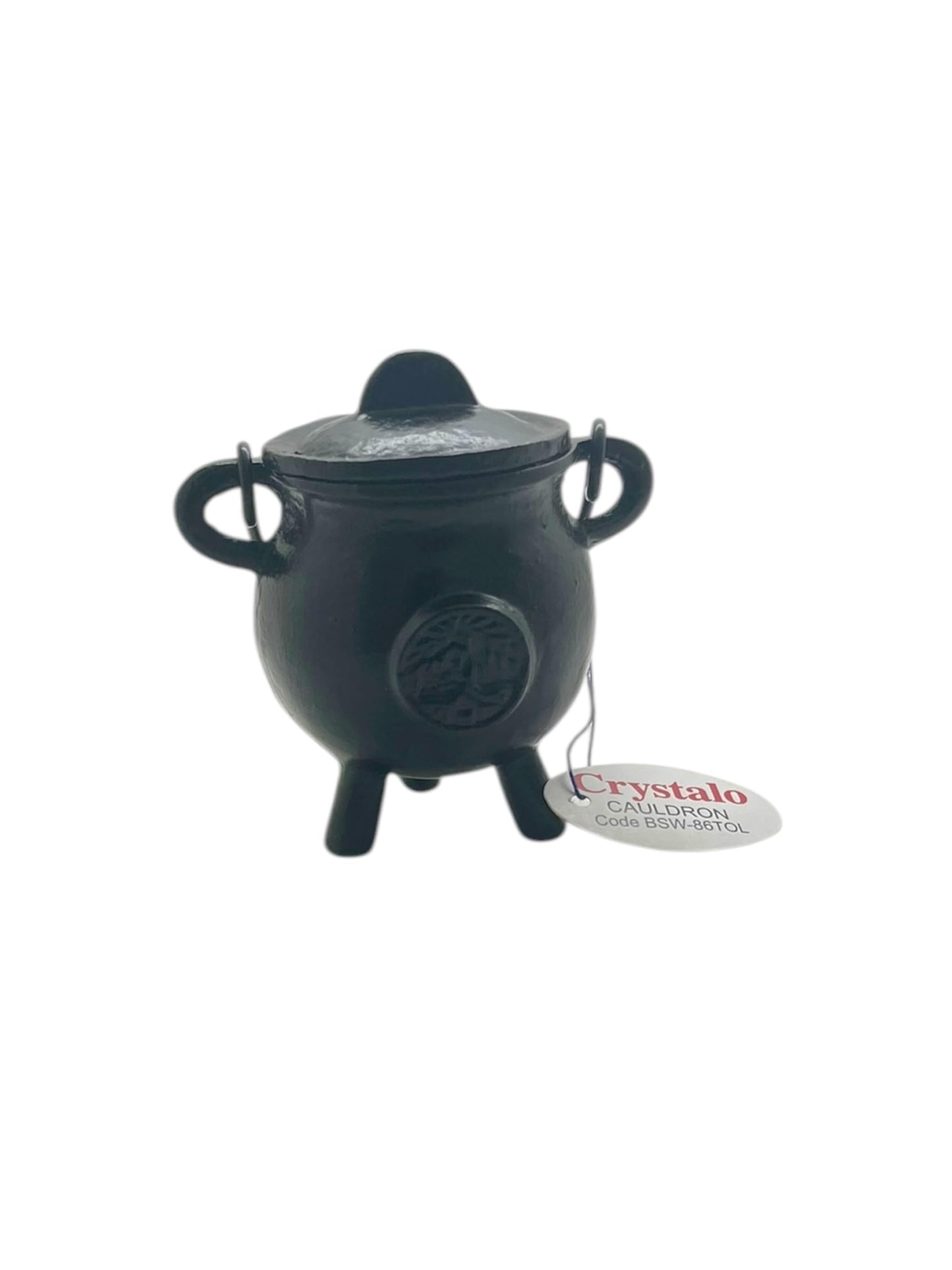 Crystalo - Cast Iron Cauldron with Lid (Tree of Life, 2.5"D 4.25"H)
