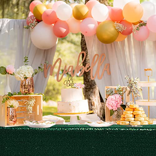 Nanbowang Dark Green Art Deco Sequin Rectangular Tablecloth - 50"x50" - Perfect for Parties & Formal Events - size: 50" x 50" (Square)