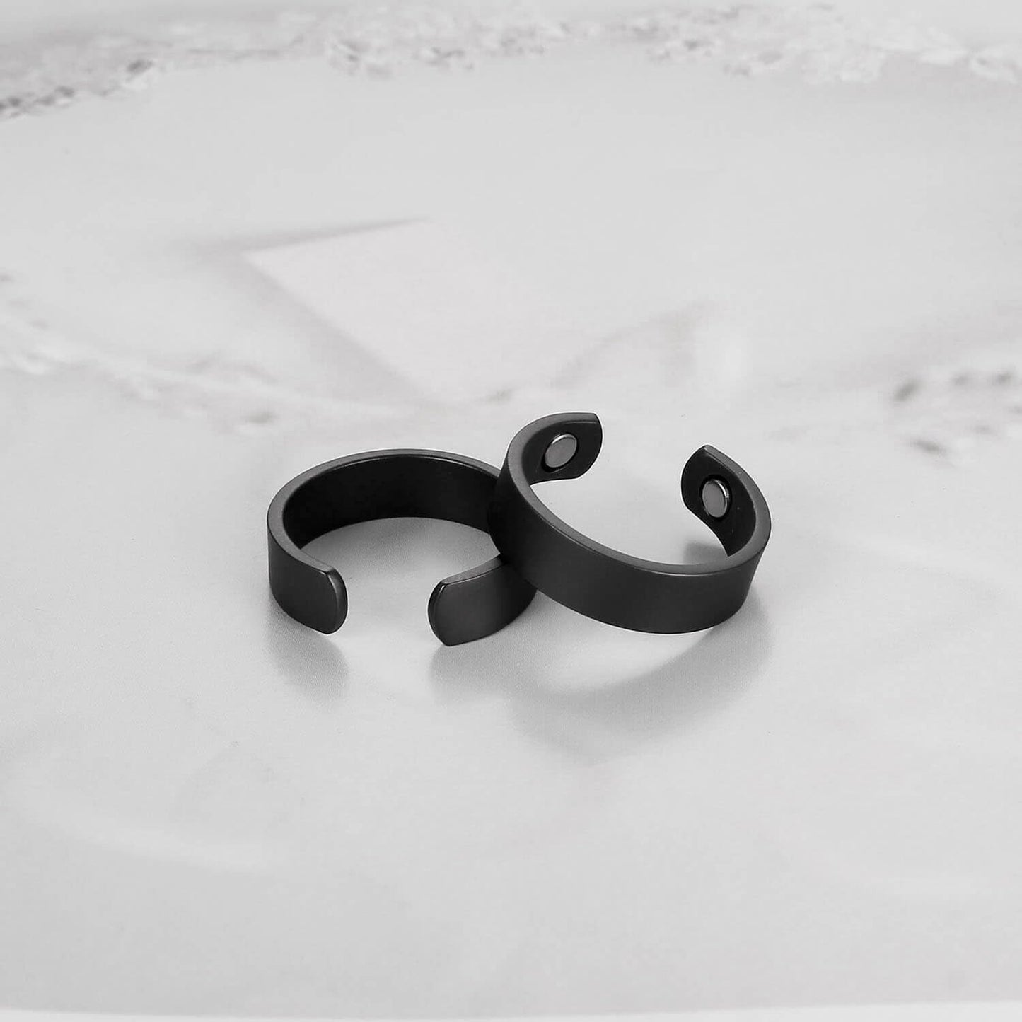 Earth Therapy - Elegant Women or Men's Ring Band in Sleek Matte Black | Magnetic Therapy Ring