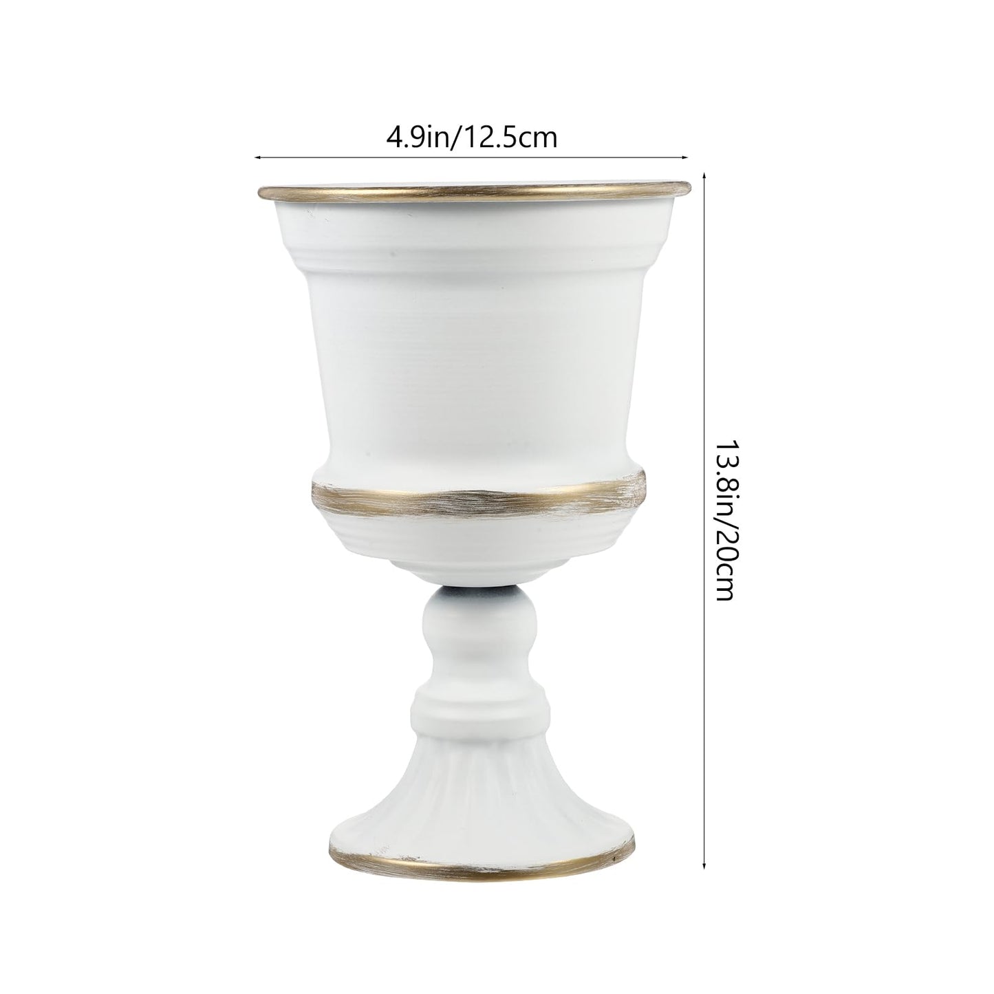 Yardwe White Iron Urn Planters for Outdoor Decor, 12"